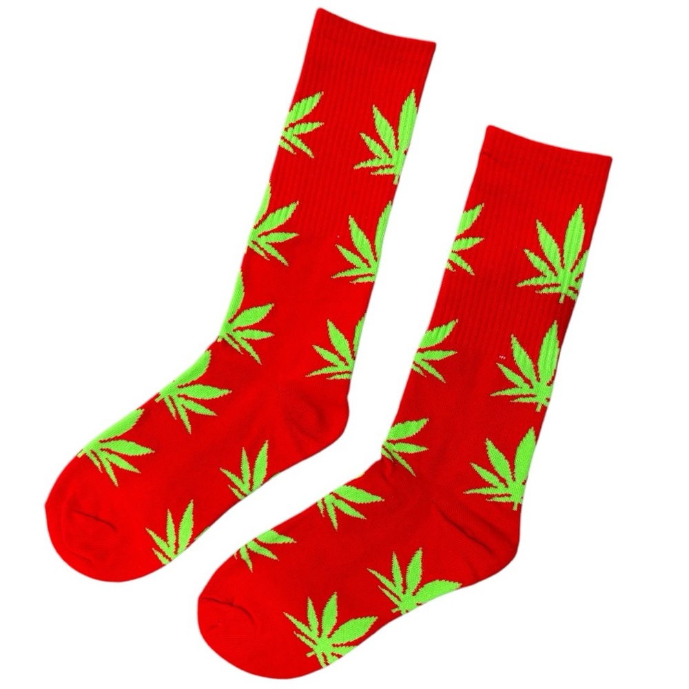 Red & Green Pot Leaf Socks